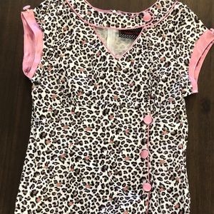 Leopard print and rose a-line dress